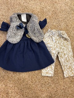 #47 girls 3-6mo first impressions dress, leggings and vest. so cute!