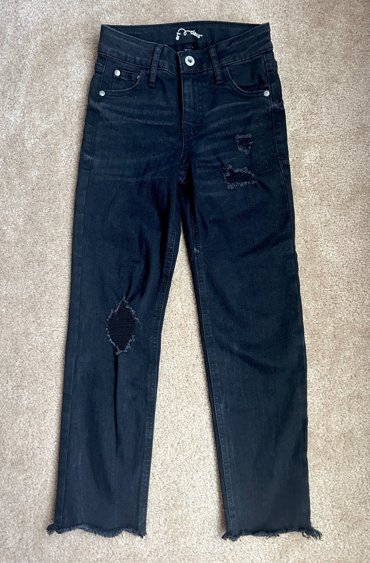 #15 *Reduced* Art Class 7 Ripped/Frayed Black Denim with Adjustable Waist (never worn)