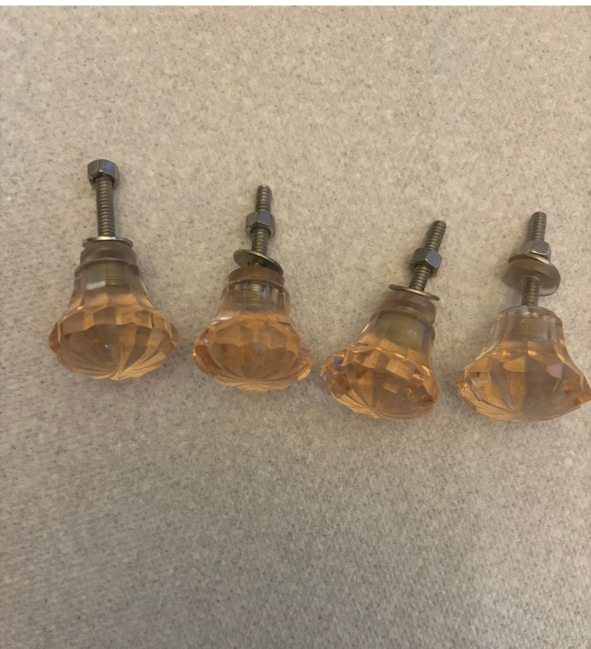 #156 reduced! light pink crystal glass knobs