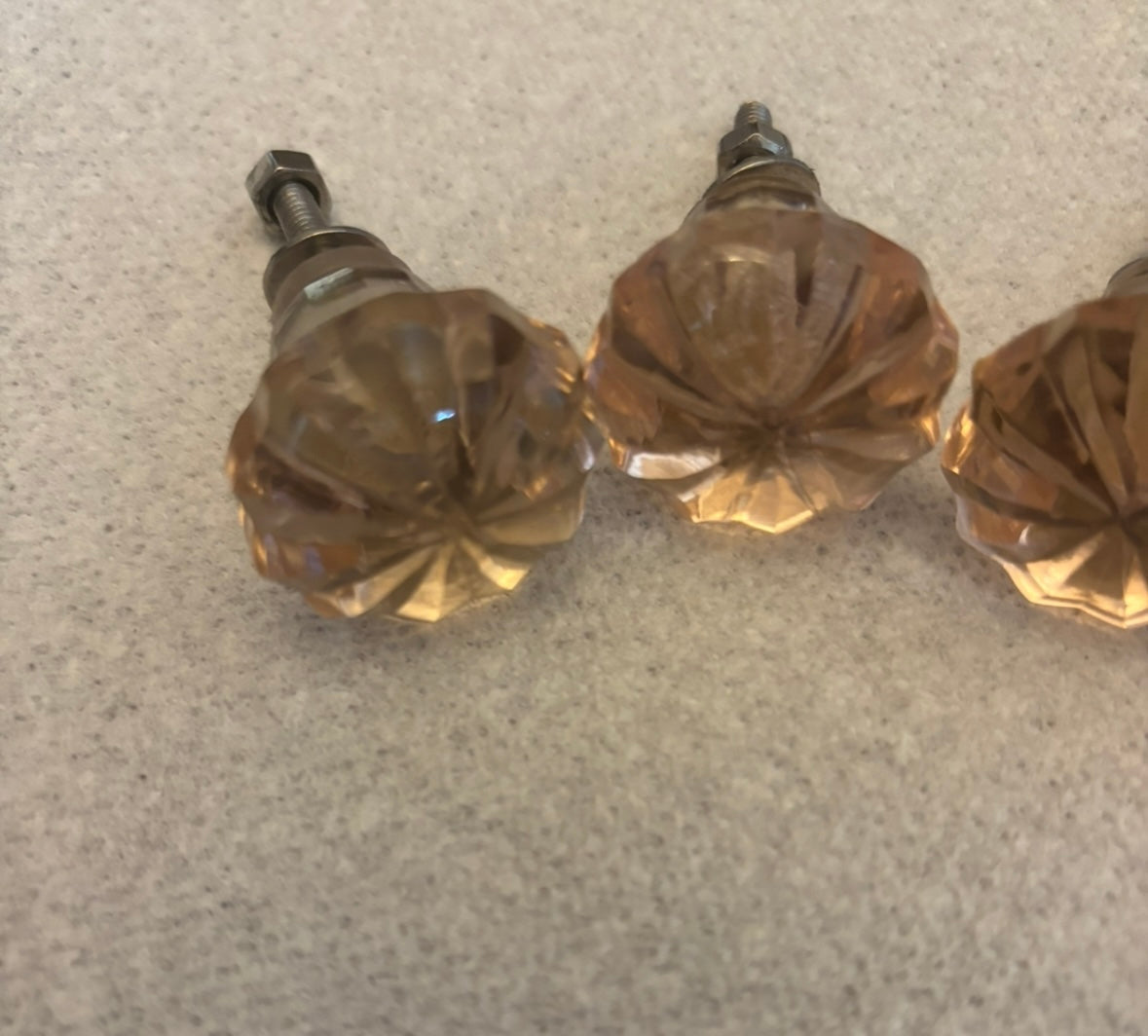 #156 reduced! light pink crystal glass knobs