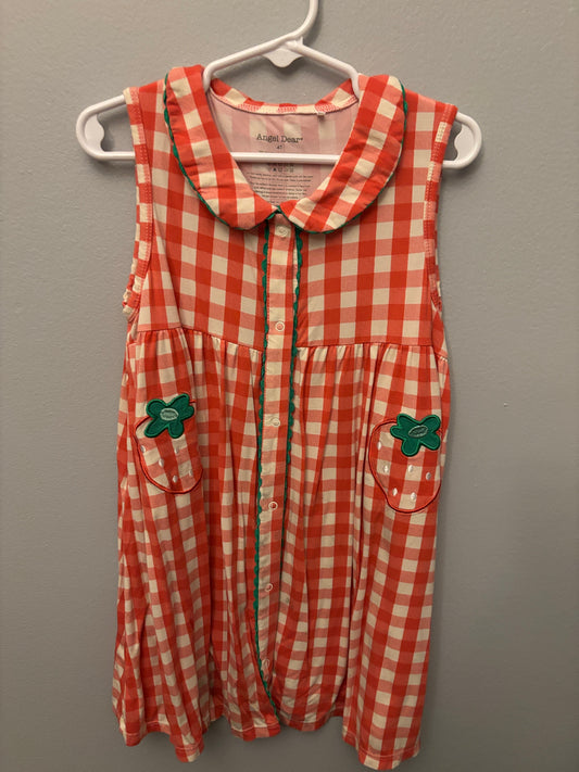 #148 Angel Dear Bamboo Peter Pan Collar Dress 4T- Red Gingham