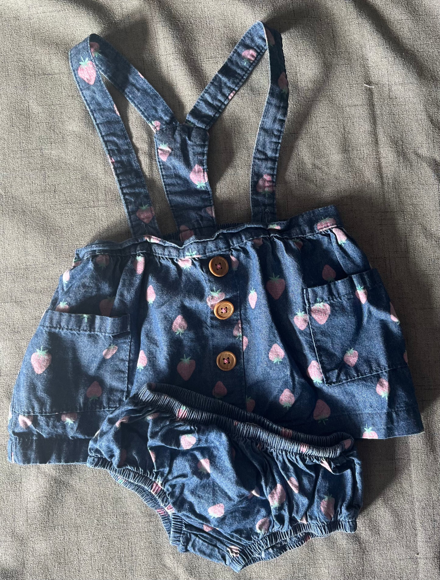 Seller #13 WonderNation size 0-3 months girls 2 piece strawberry denim outfit