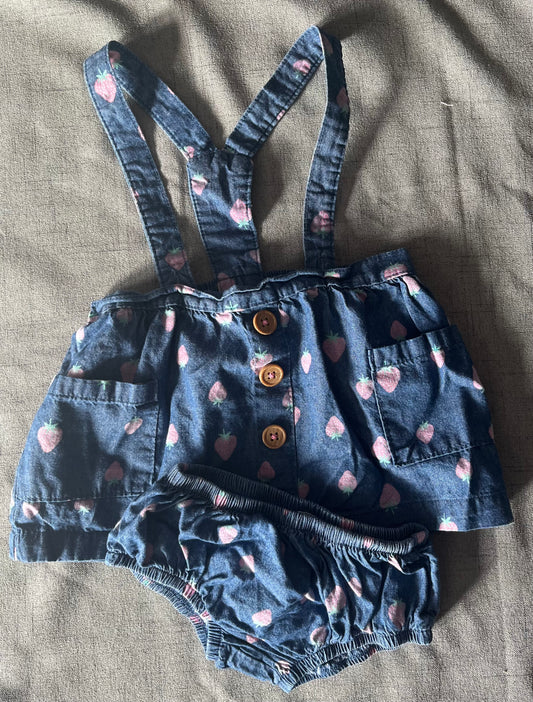 Seller #13 WonderNation size 0-3 months girls 2 piece strawberry denim outfit