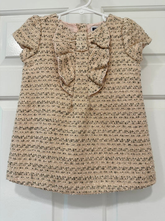 #85 Janie & Jack Pink & Gold Tweed Bow Dress, Infant Girls 12-18m
