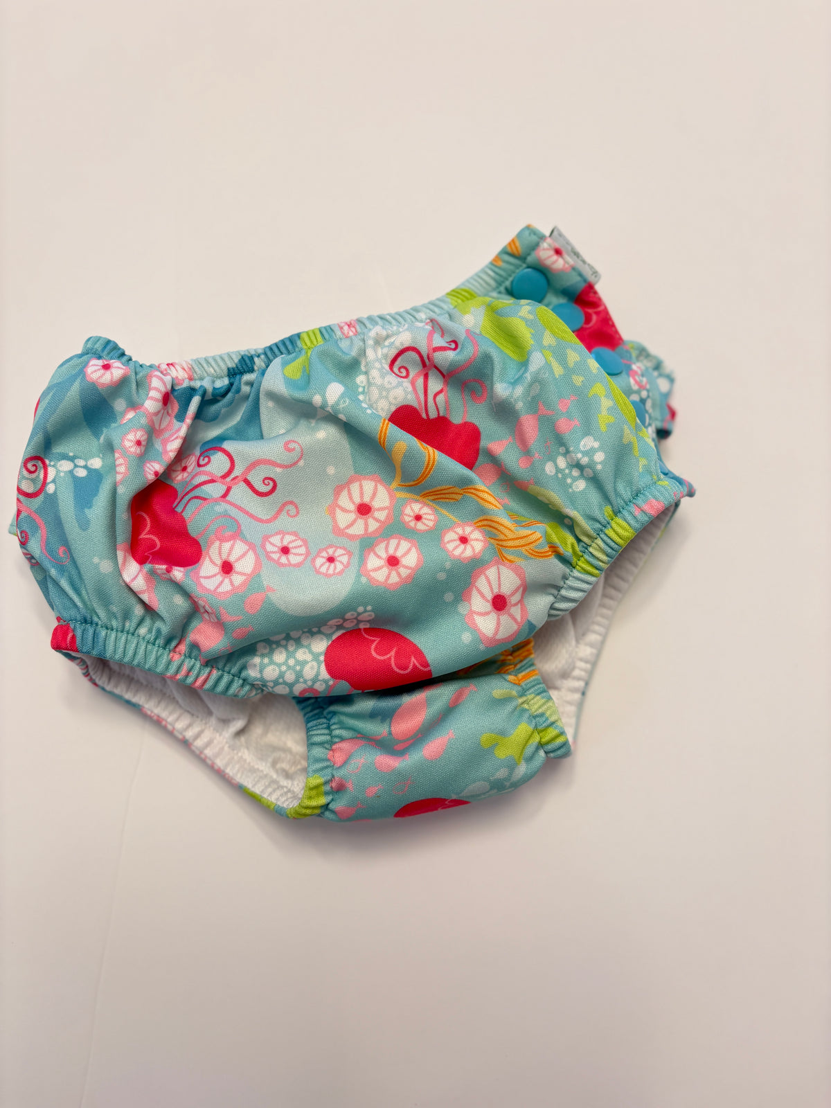 #121 girls 4T green sprouts reusable swim diaper, EUC