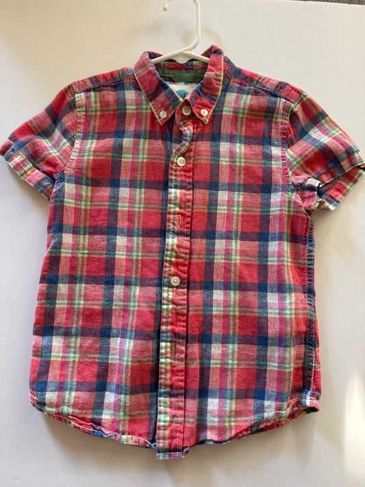 REDUCED #92 boys 6/7 Boden summer plaid button up t shirt