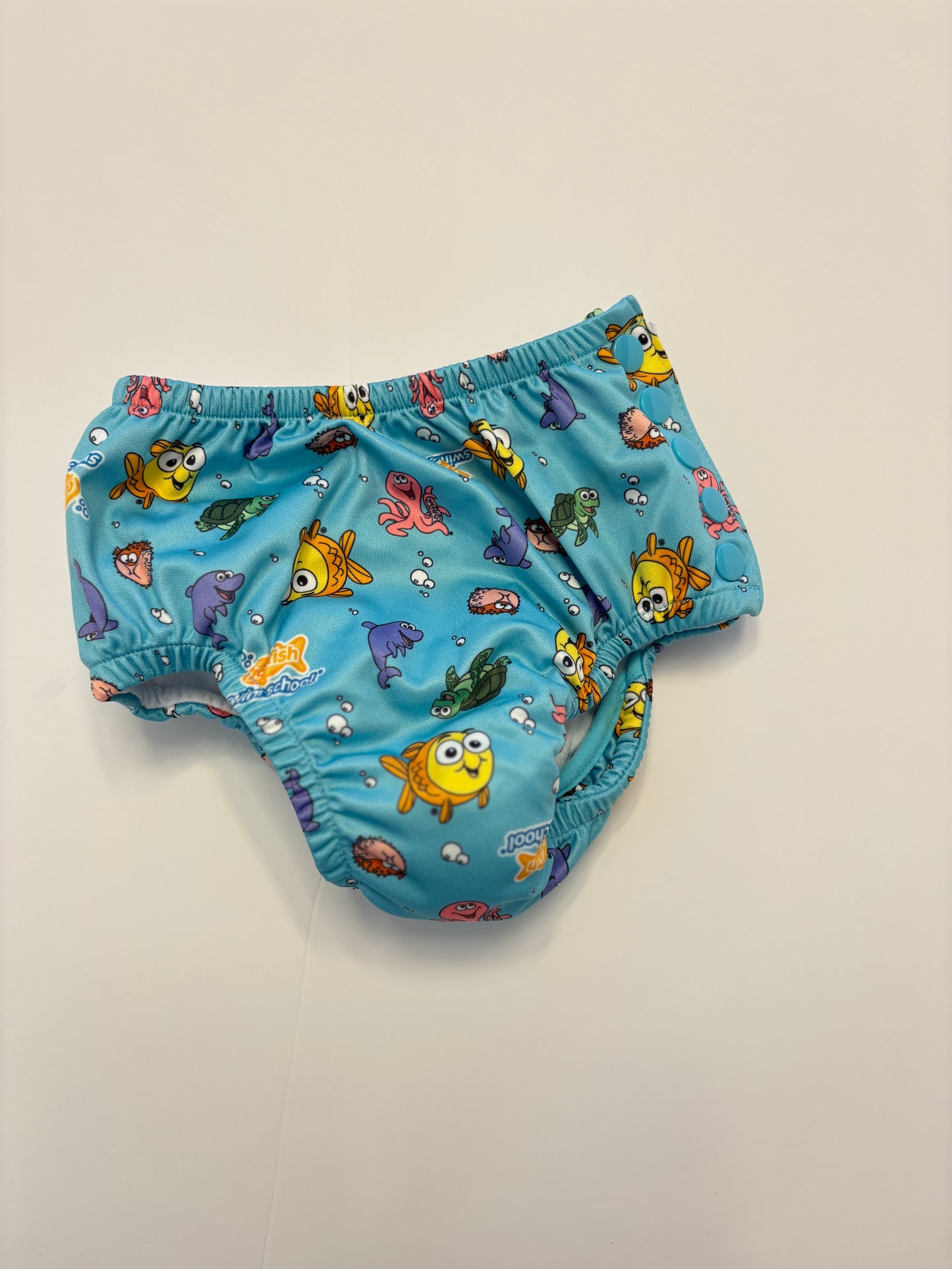 #121 Boys/Girls 3T Green Sprouts/Goldfish Swim School reusable swim diaper, VGUC