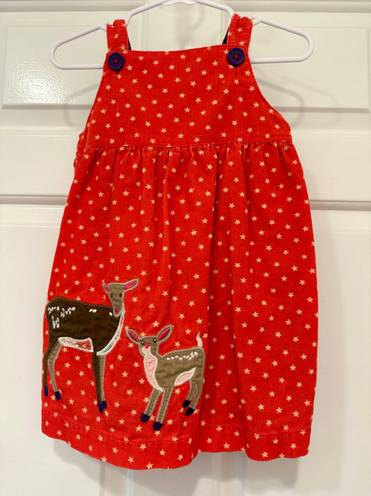 #85 REDUCED Baby Boden Deer Corduroy Jumper Dress, Infant Girls 12-18m