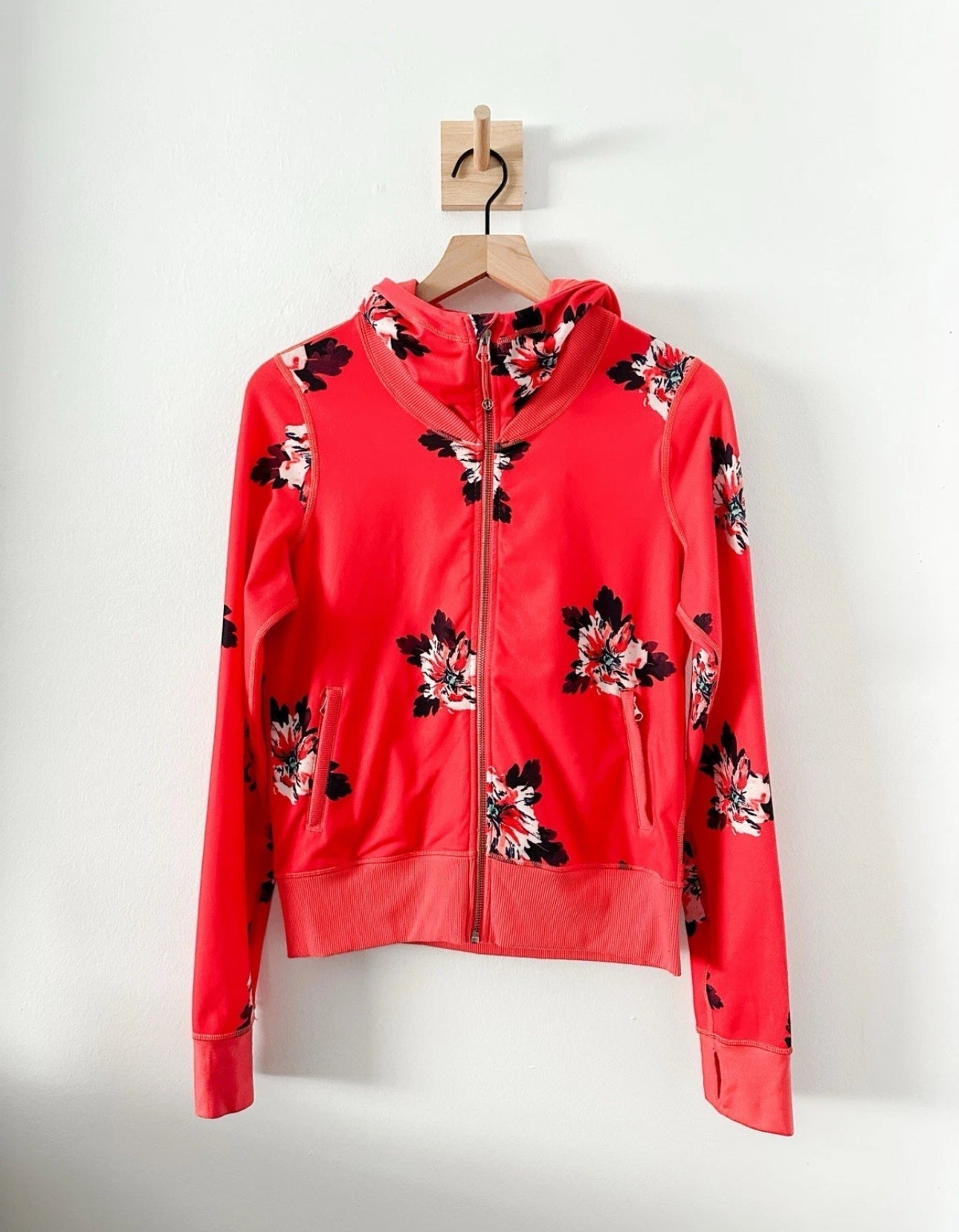 #111 Lululemon Namaskar Hoodie Sweater Atomic Flower Parfait Orange Size 6 Full Zip