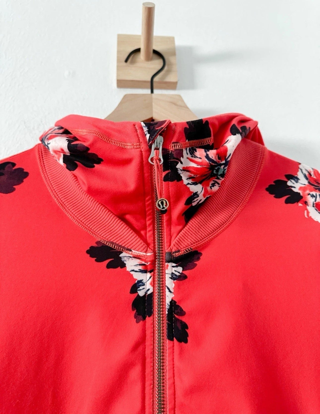#111 Lululemon Namaskar Hoodie Sweater Atomic Flower Parfait Orange Size 6 Full Zip