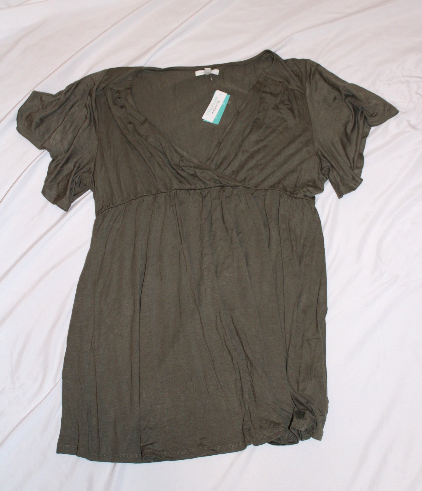 #126 Maurices  Maternity shirt - olive green - size large - NWT