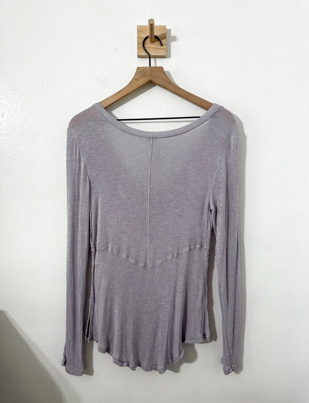 #111 Free People Intimately Free Purple Long Sleeve Scoop Neck Top Size Small Viscose