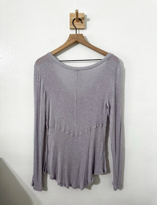 #111 Free People Intimately Free Purple Long Sleeve Scoop Neck Top Size Small Viscose