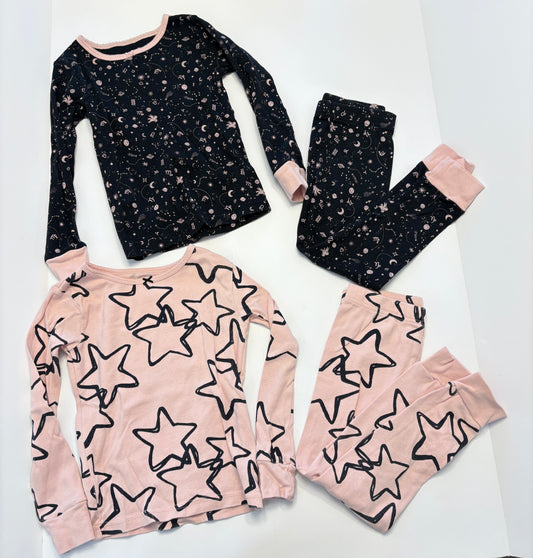 #121 Girls 4T Carter's cotton long sleeve pajamas set of two (pink and black), EUC