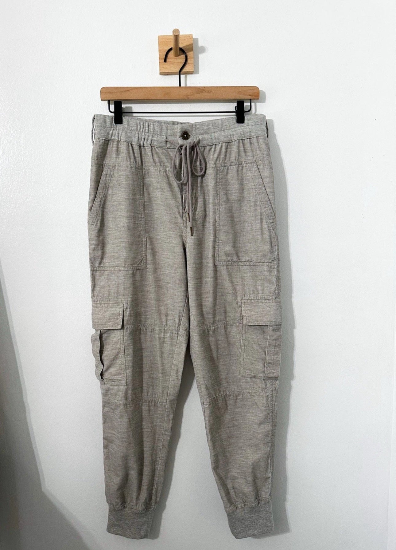 #111 Sundance Catalog Cargo Jogger Pants Size S Gray Corduroy Casual Boho Pull On