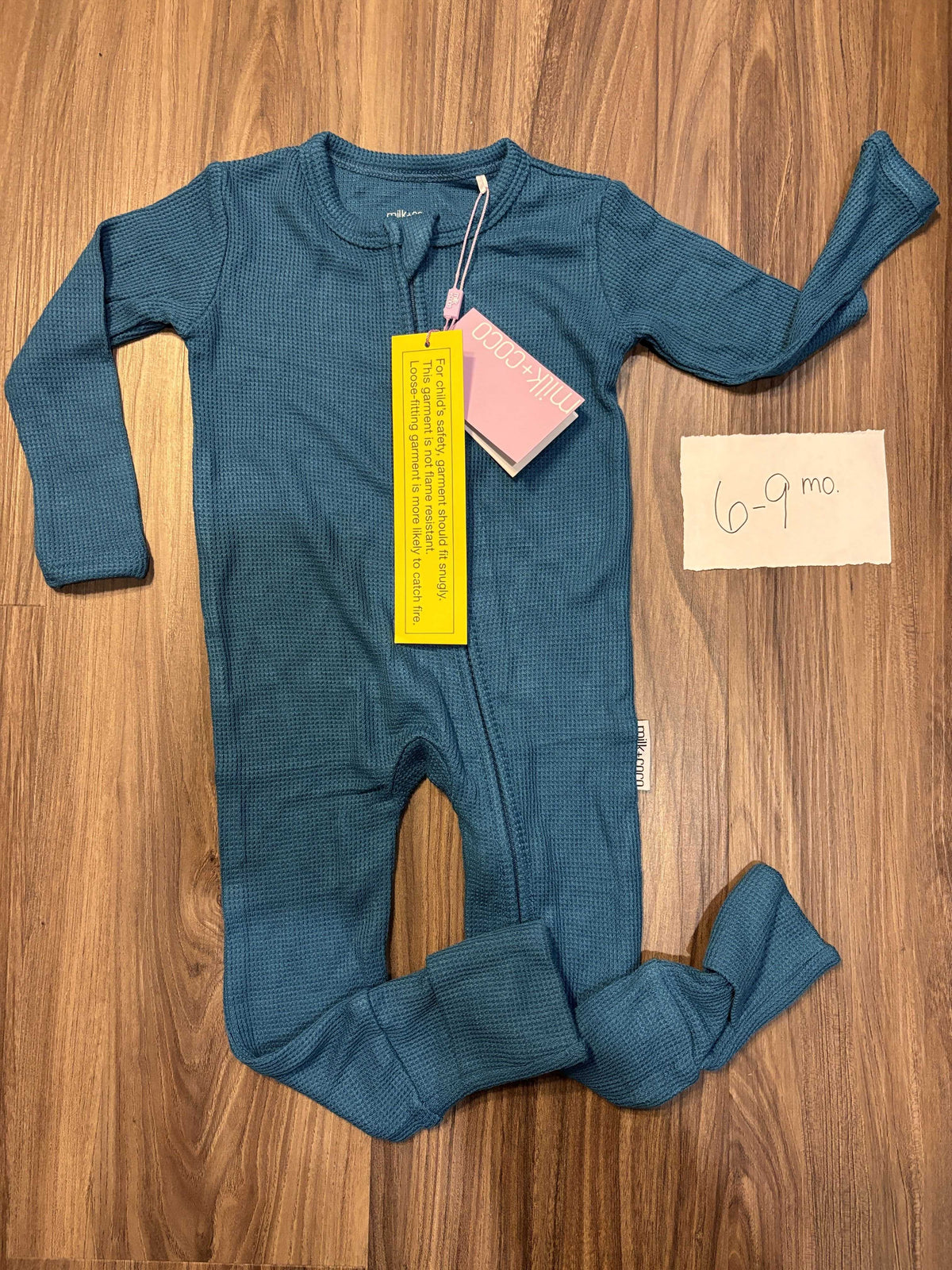 #138 - 6-9 Mo NWT Bamboo (Milk + Coco) Blue Waffle Zippy