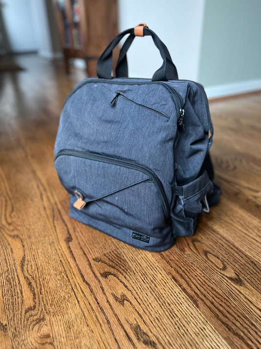 Seller #115 - Hap Tim Large Dark Gray Diaper Bag Backpack, GUC