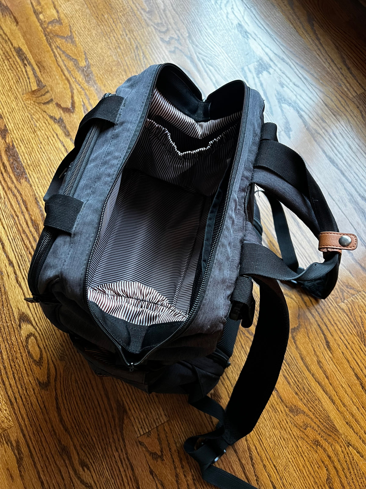 Seller #115 - Hap Tim Large Dark Gray Diaper Bag Backpack, GUC