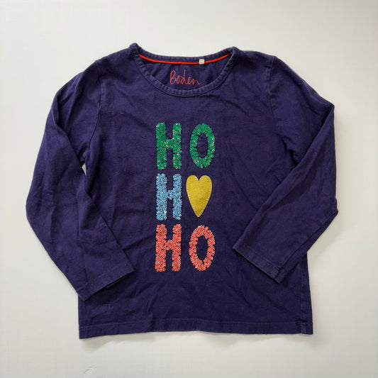 Seller 189 Girls 3-4y Boden HO HO HO Sequin Applique Tee EUC