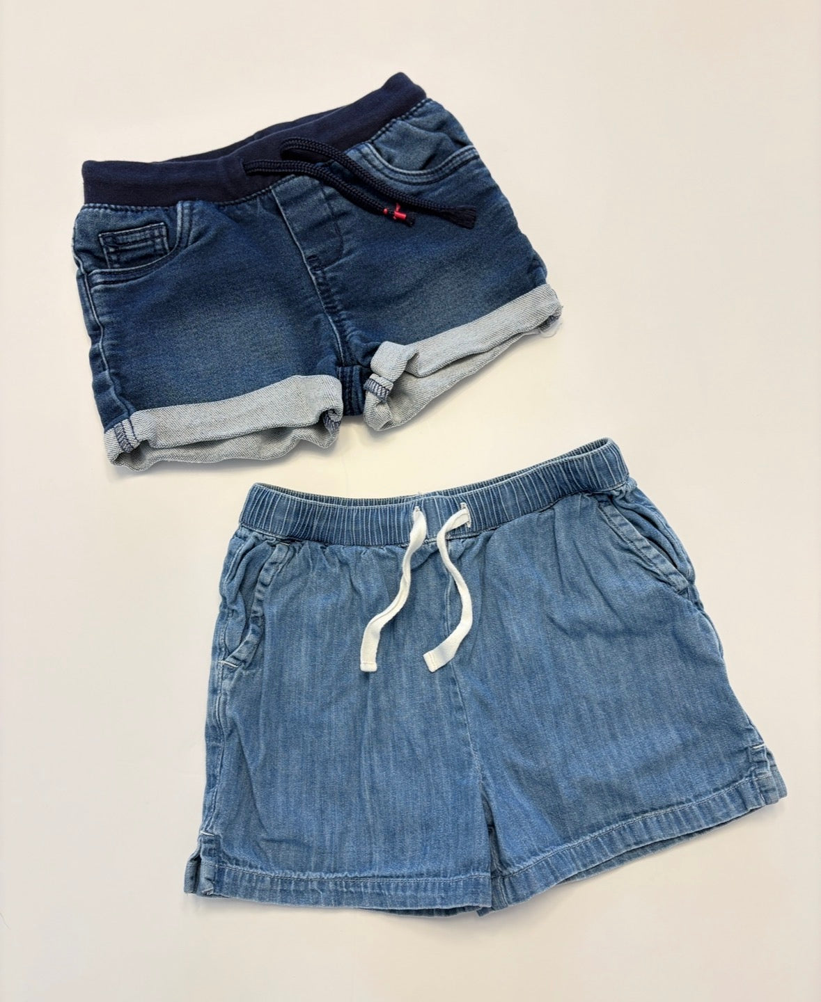 #121 Girls 3T set of two denim shorts, Cat and Jack and Primary, EUC