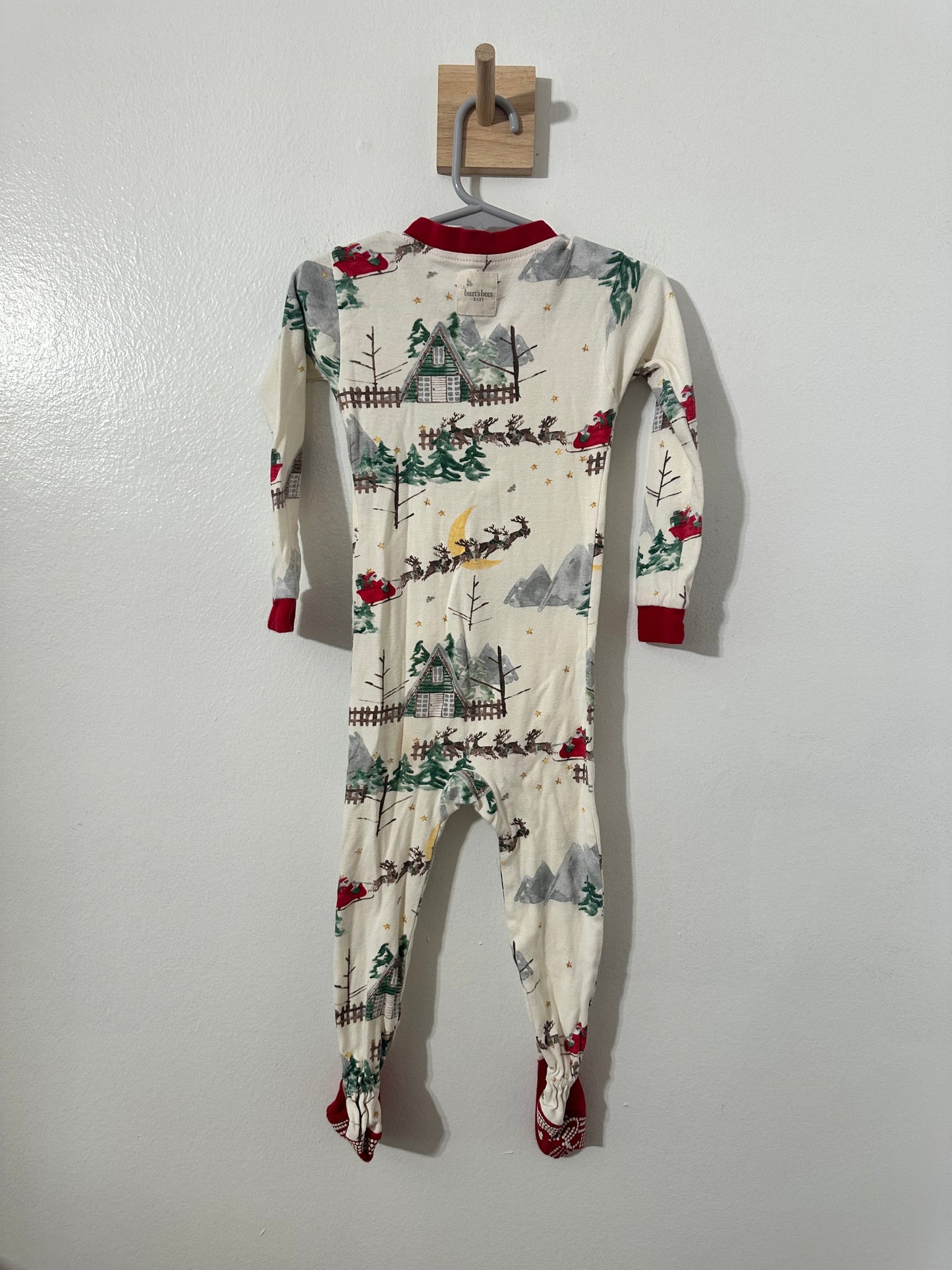 #111 Burt’s Bees Baby Christmas Print Footie Pajamas 24 Months