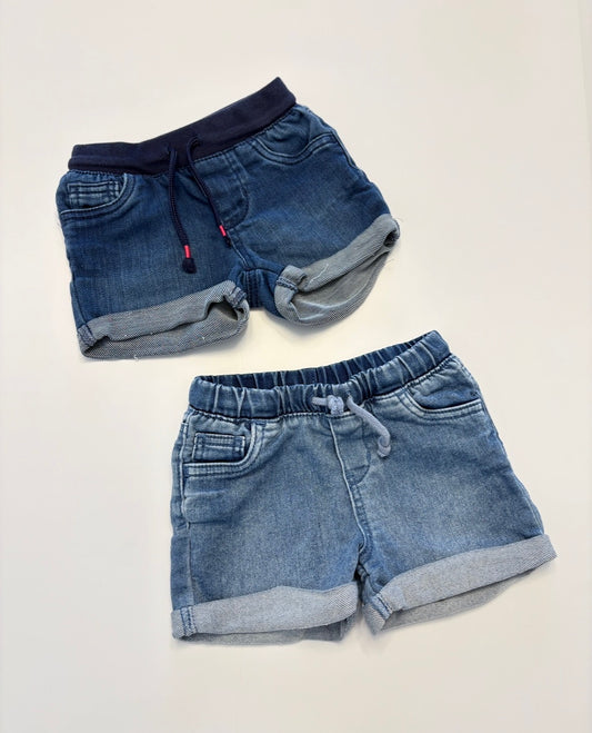 #121 Girls 3T set of two Cat and Jack pull on denim shorts, EUC