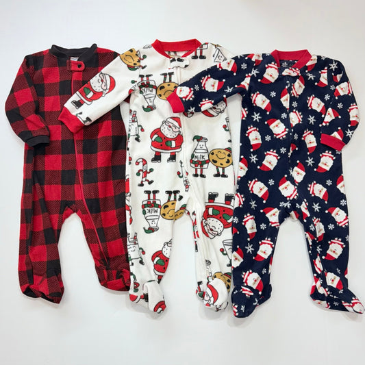 Seller 189 9m Fleece Holiday Footed Pajamas Bundle (3) EUC