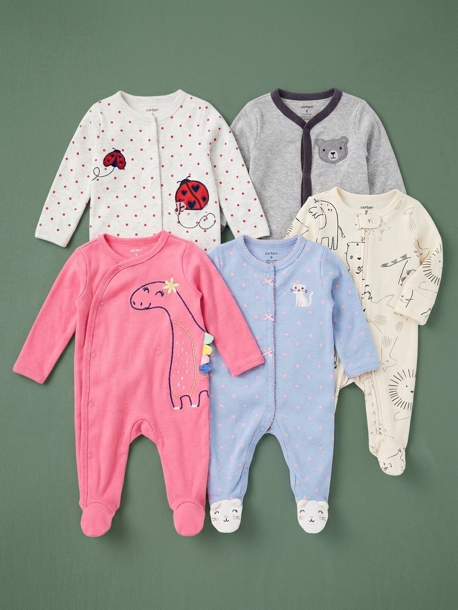 #86 Carter's Footed Pajamas Set (5) Girl NB