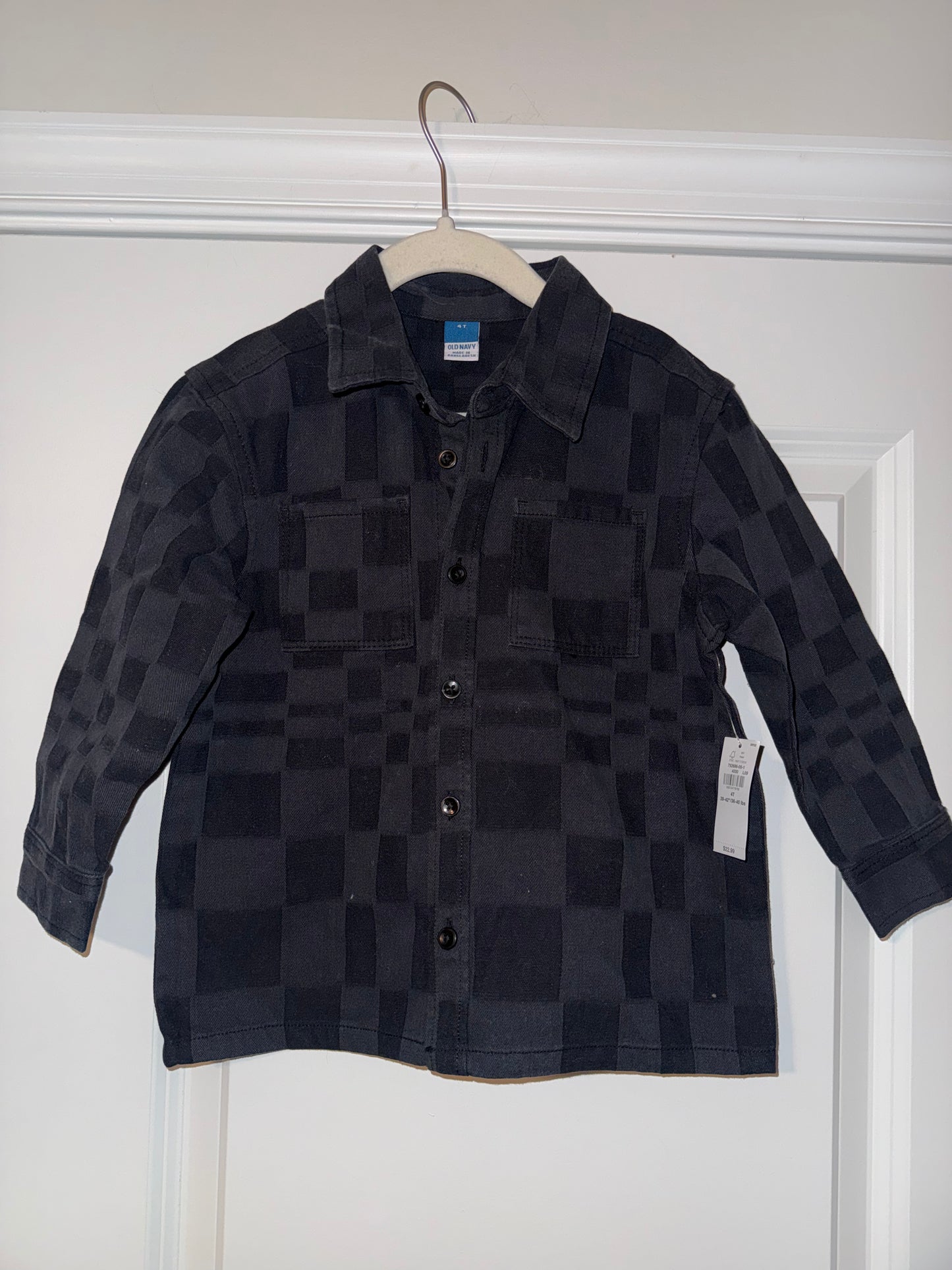 #106: 4T Old Navy Black Checkered Shacket NWT