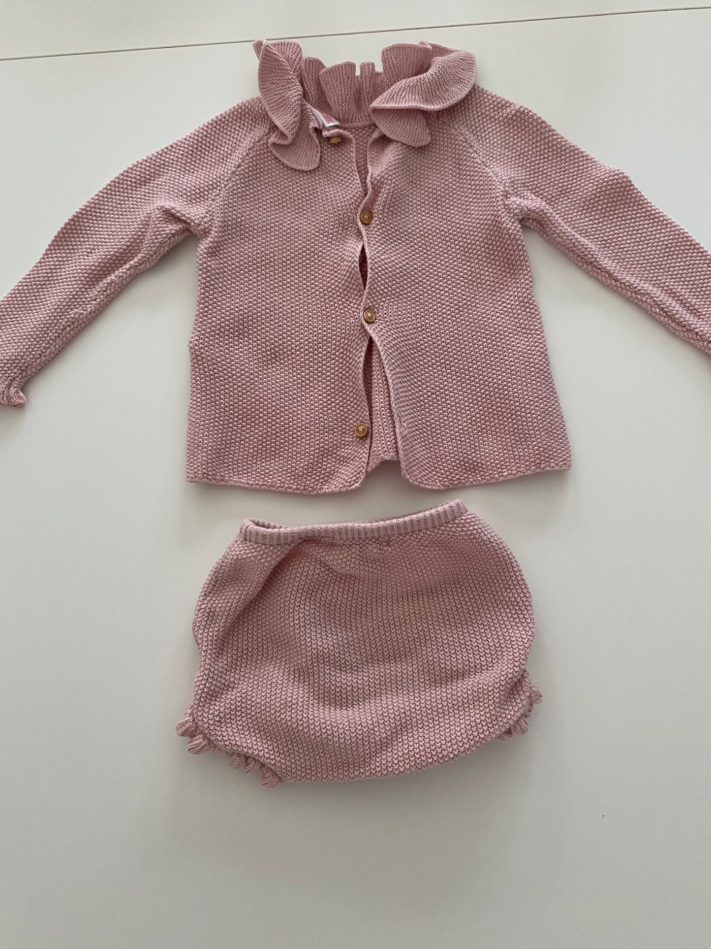 #117- Girls 9-12M, Zara Pink Knit 2pc set, EUC