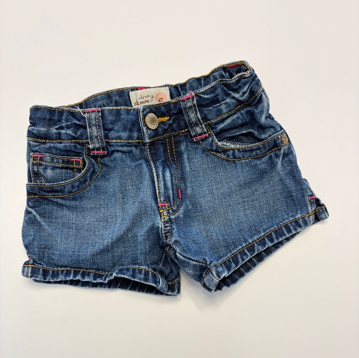 #121 Girls 4T Old Navy denim shorts with inside adjusters, VGUC