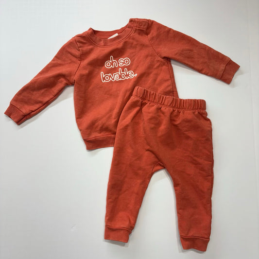 Seller 189 Gender Neutral 12m Cat & Jack "Oh So Lovable" Sweatsuit EUC