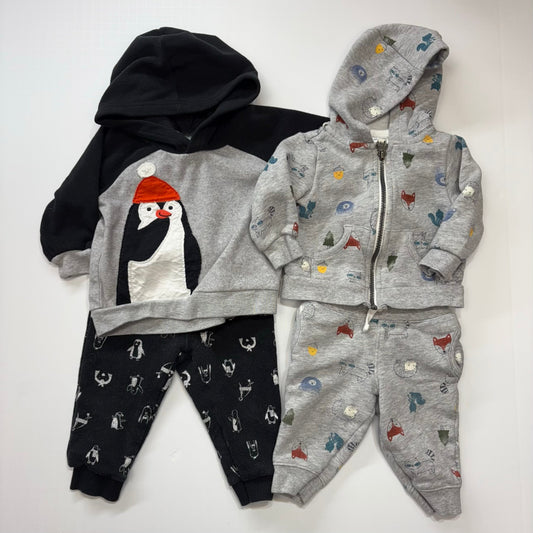 Seller 189 Boys 9m Carter's 2-Pc Hoodie Sets Bundle (2 outfits) VGUC