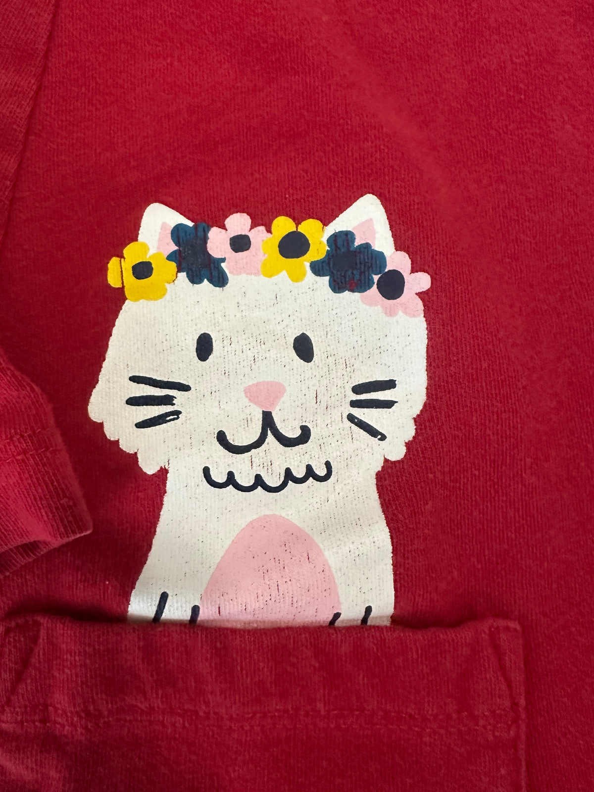 #80 Hanna Andersson girls 4/100 red cat pocket dress