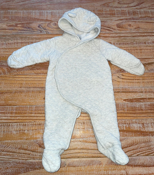 #4 Carter's Grey Quilted Fleece Lined Bunting Suit With Ears 6 months