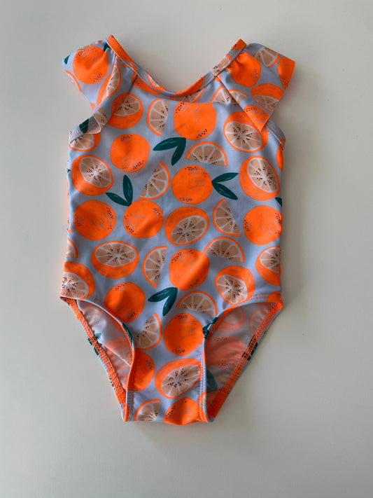 #117, Girls Swim 18M, Cat & Jack orange tangerine swimsuit, VGUC