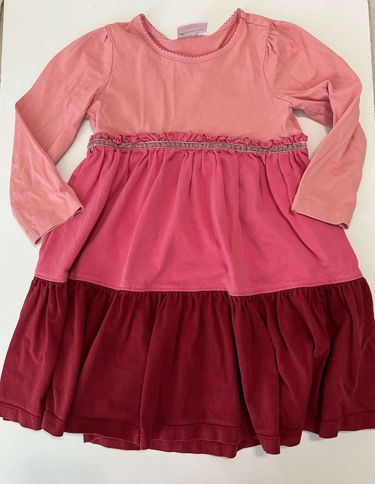#80 Hanna Andersson girls 4/100 pink ombré tiered dress