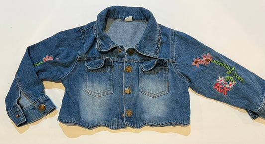 #180 Girls 4 Jean Jacket with Embroidered Flowers (2 available)