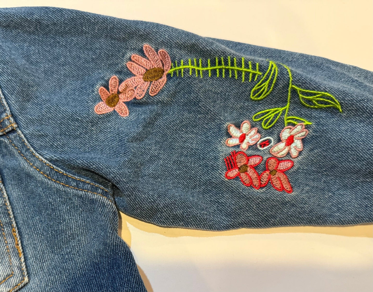 #180 Girls 4 Jean Jacket with Embroidered Flowers (2 available)