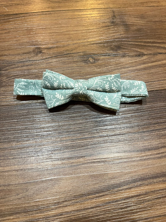 #67 Sage Green Floral Bow Tie 2 of 2