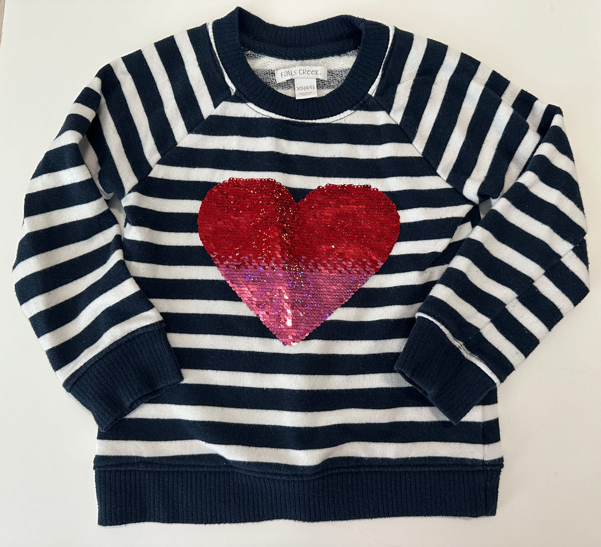 #80 Falls Creek girls XS (4-5) flip sequin heart sweater
