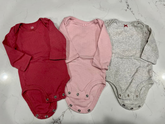 Seller #55 Carters 3 Month Girls 3 pack long-sleeve bodysuits