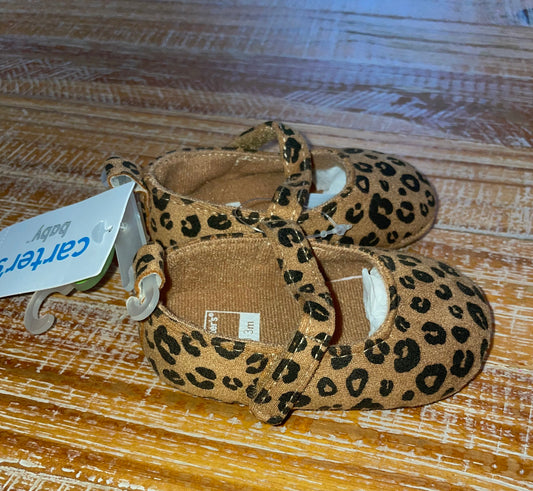 #4 Carter's Baby Cheetah Print Mary Jane Flats Girls 0-3 months NWT