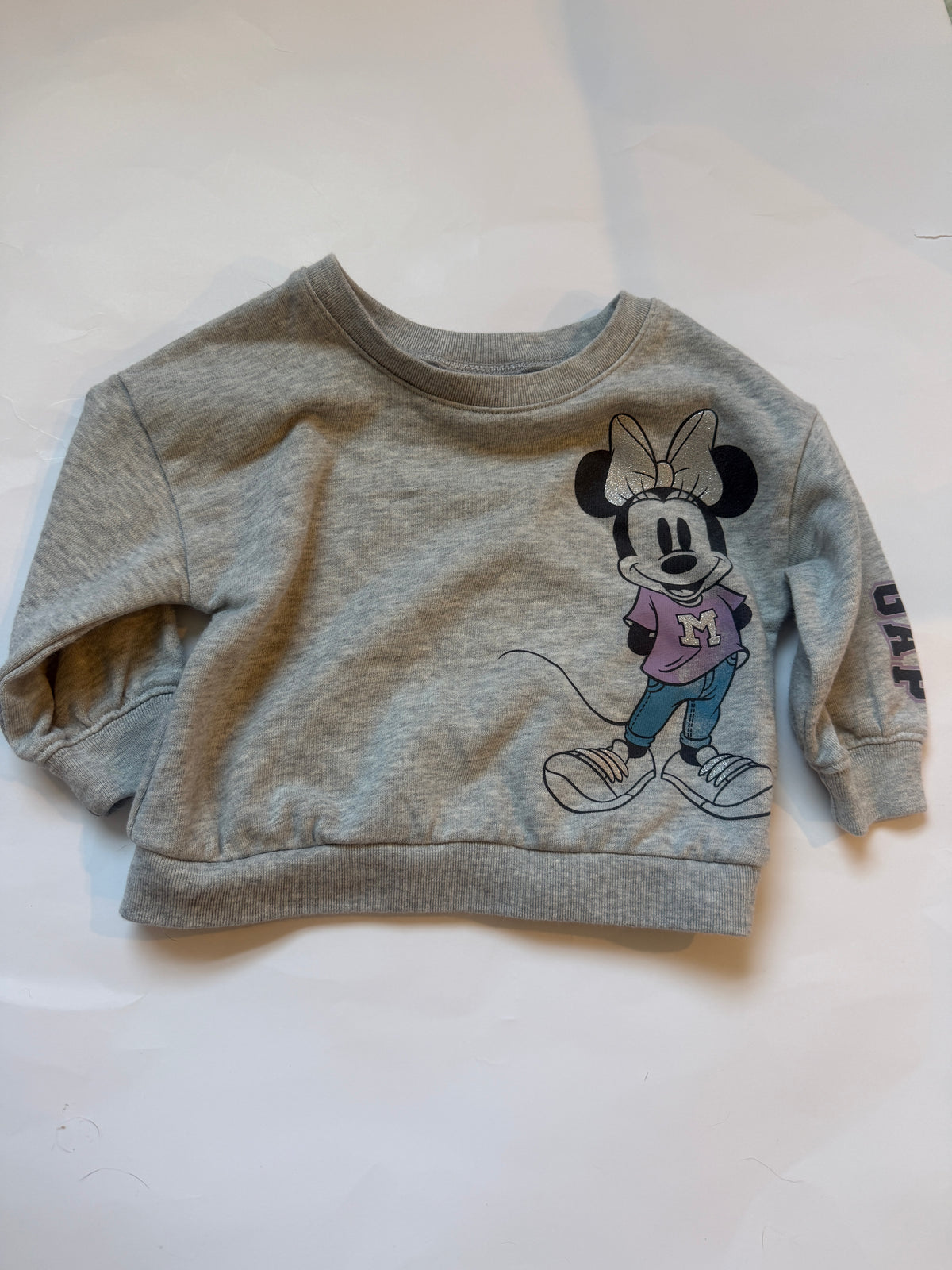 #170 Gap Disney grey Minnie Mouse sweatshirt with GAP on sleeve girls 12-18 months