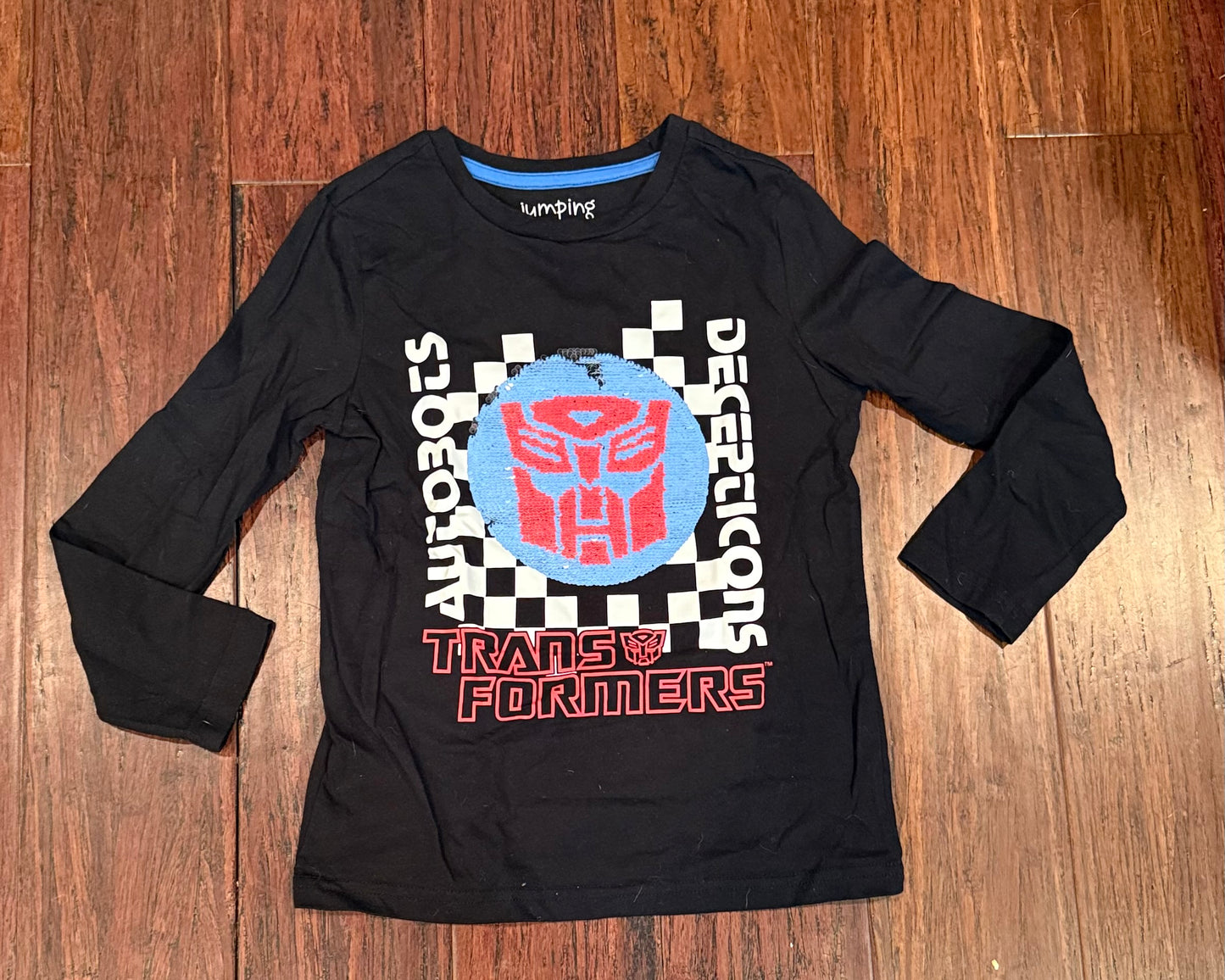 #180 Boys 7 Jumping Beans Transformer Reversible Sequin Top