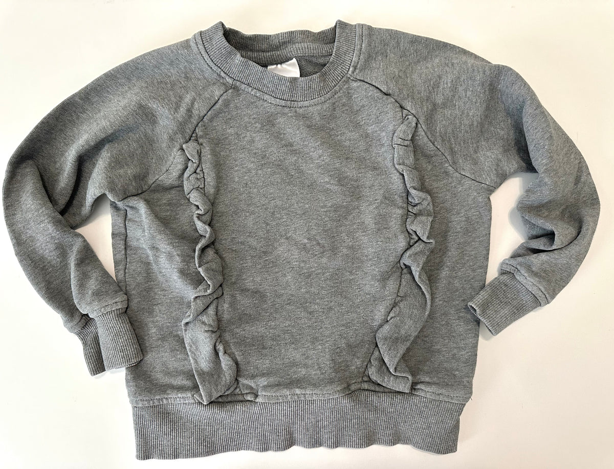 #80 Hanna Andersson girls 4/100 grey ruffled sweatshirt