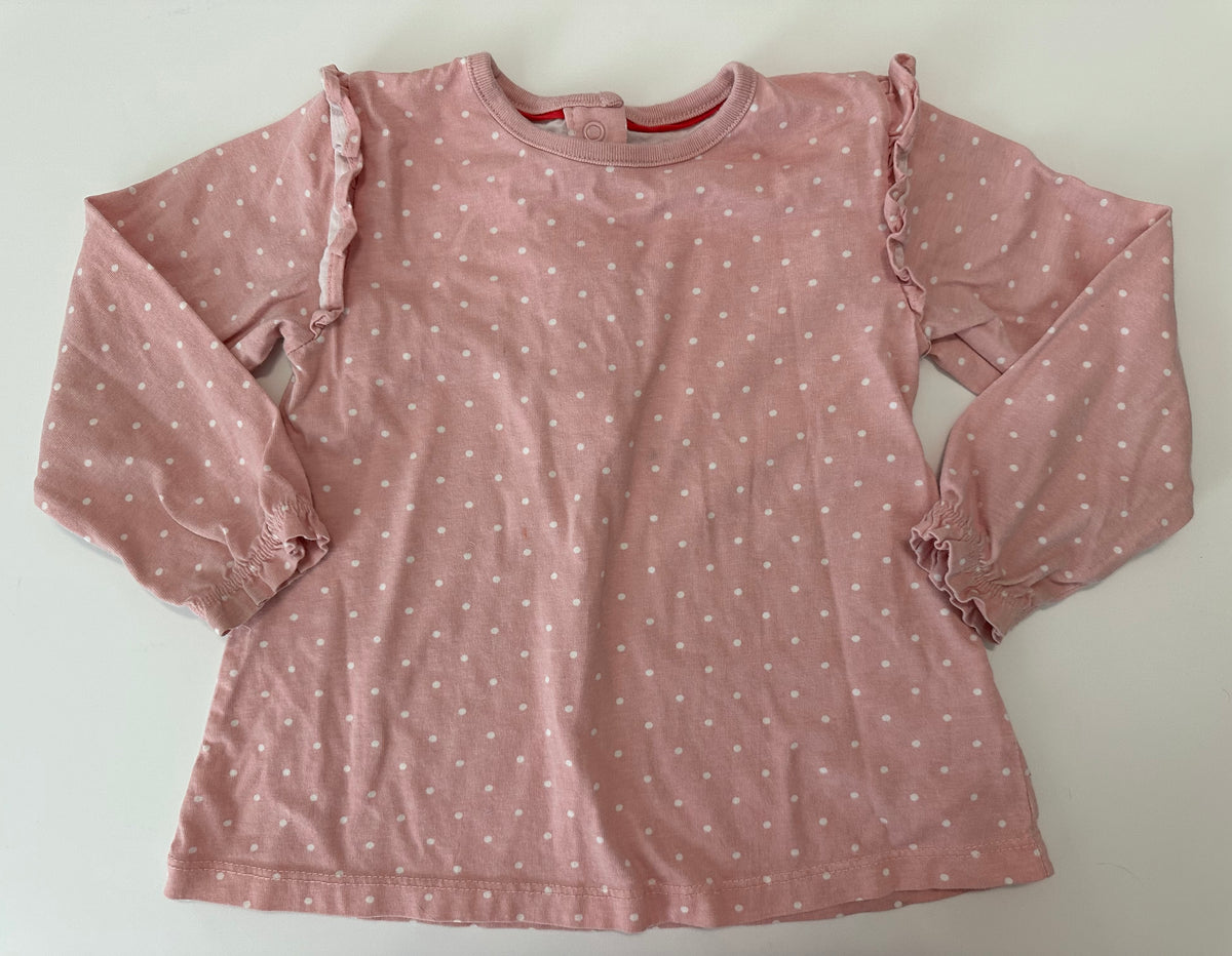#80 Boden girls 3-4Y pink polka dot long sleeve shirt