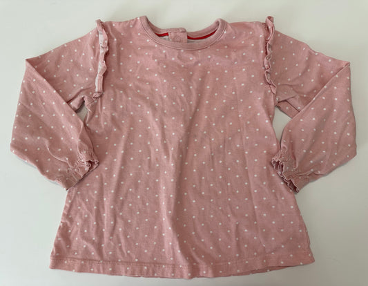 #80 Boden girls 3-4Y pink polka dot long sleeve shirt