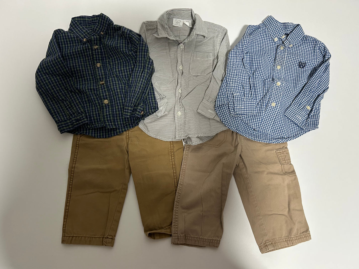 #27 Boys 12-18 months dress shirts + khakis