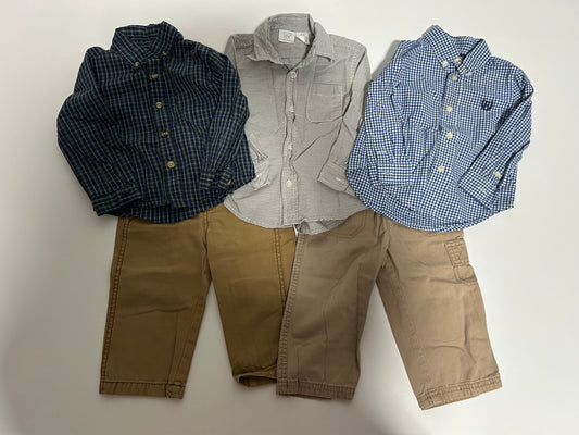 #27 Boys 12-18 months dress shirts + khakis